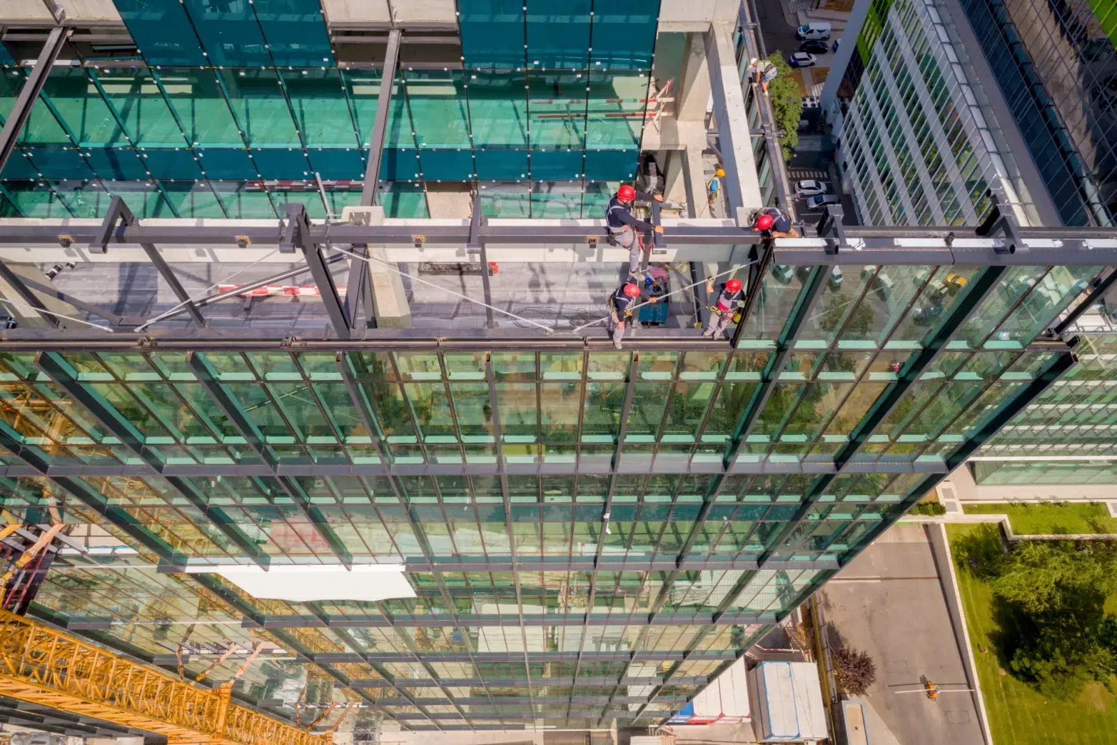 aerial photo - people working